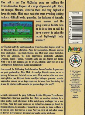 Mountie Mick's Death Ride (UK) (1987) box cover back